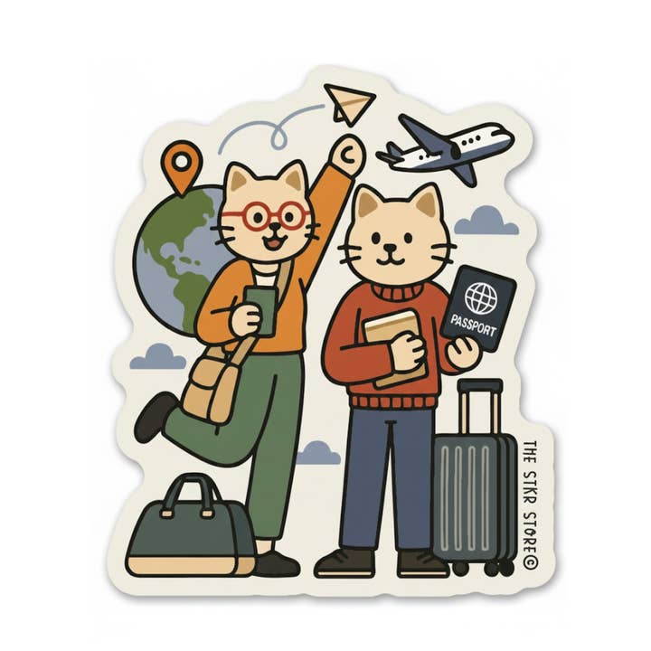 Katzenpaar Reisende Reise Strukturierte Aufkleber für den Großhandel von the stkr store