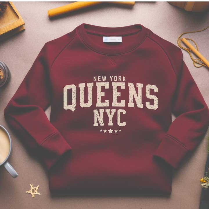 Victorholistics - Vendita all'ingrosso Felpa stampata - Donna - Felpa Queens NY, maglione Queens NY, maglione Queens New York, City, camicia da viaggio, camicia politica, regalo per lei, regalo per camicia di New York