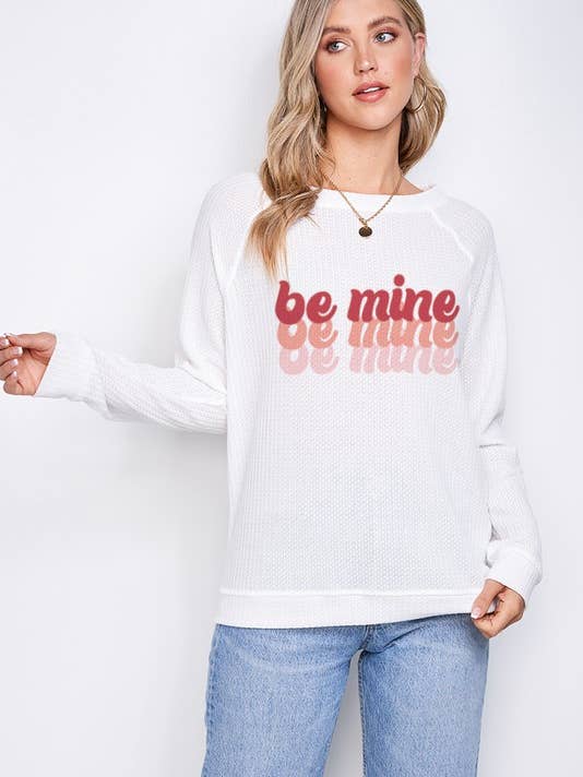 Be mine waffle long sleeve top for wholesale by Lemon Tree