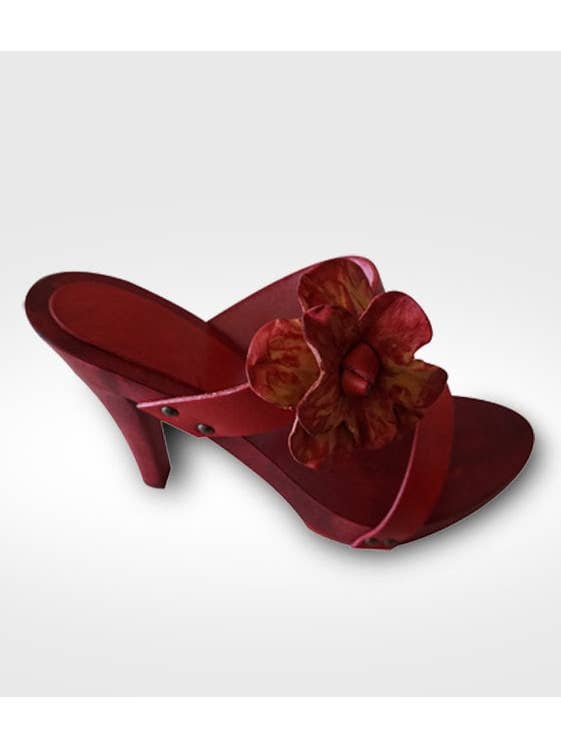 Mario Doni - Wholesale High Heels - Women's - Women's Clog in Vegetable-Tanned Leather, Wooden Clogs Heel #38