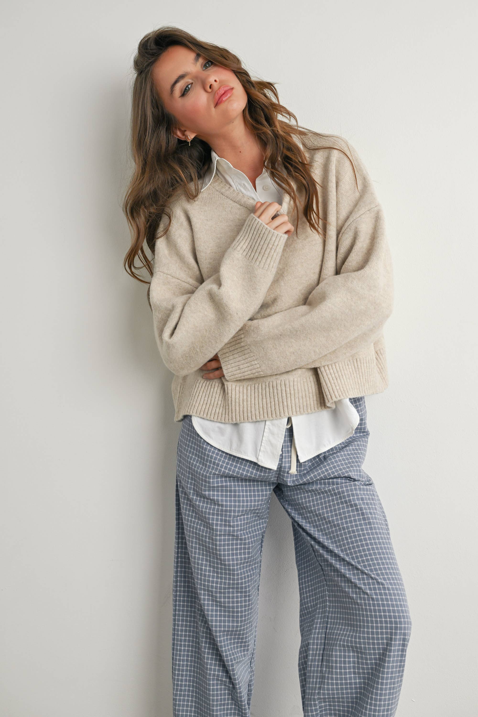 BUTTERMELON - Wholesale Knit Sweater - Women's - Tie-back Sweater - BMW781555