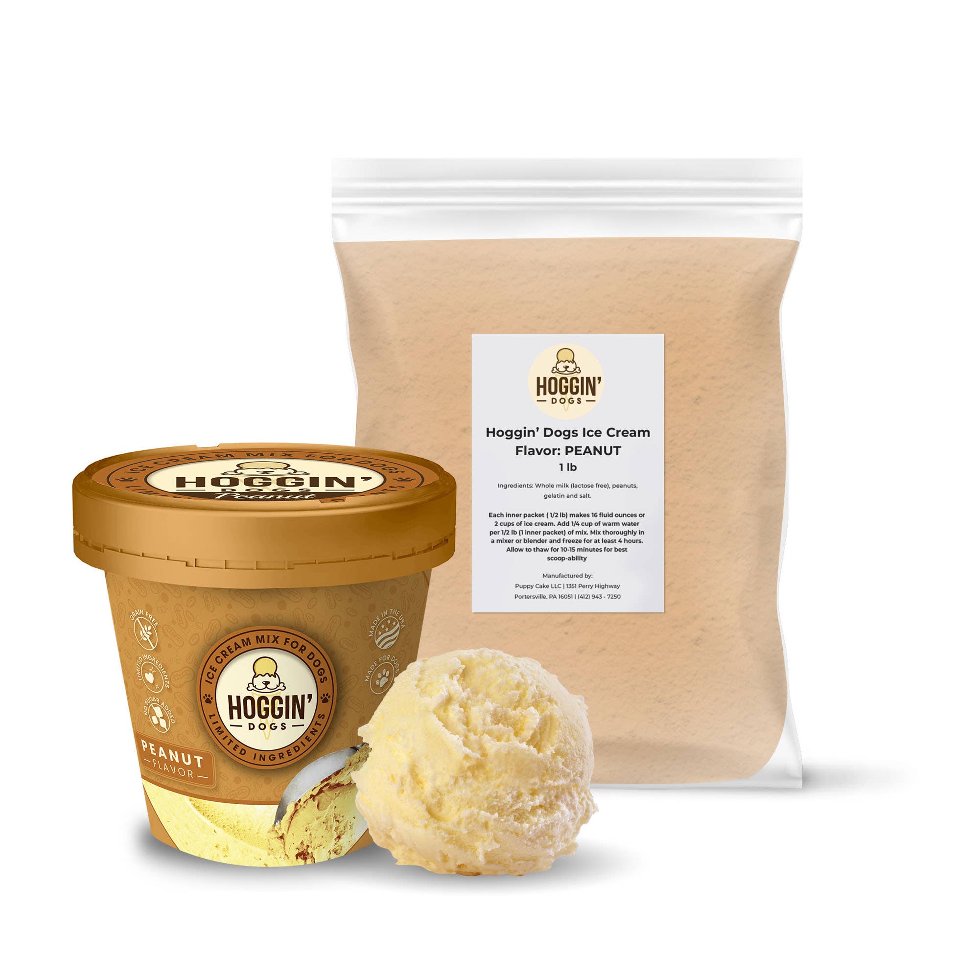 Puppy Cake LLC - Wholesale Pet Treats - Dog - Bulk Hoggin' Dogs Ice Cream Mix - 1lb. Bag1