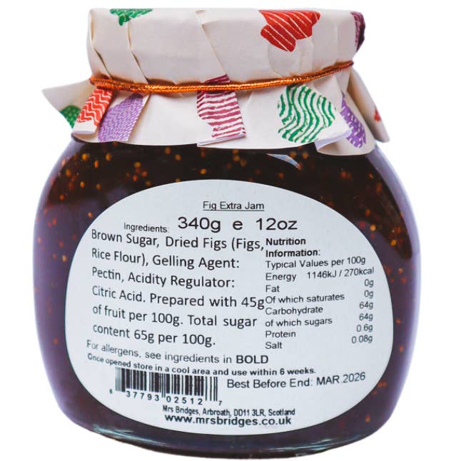 Mrs Bridges - Wholesale Preserves - Fig Preserve Gifting Jar, Jam Spread2