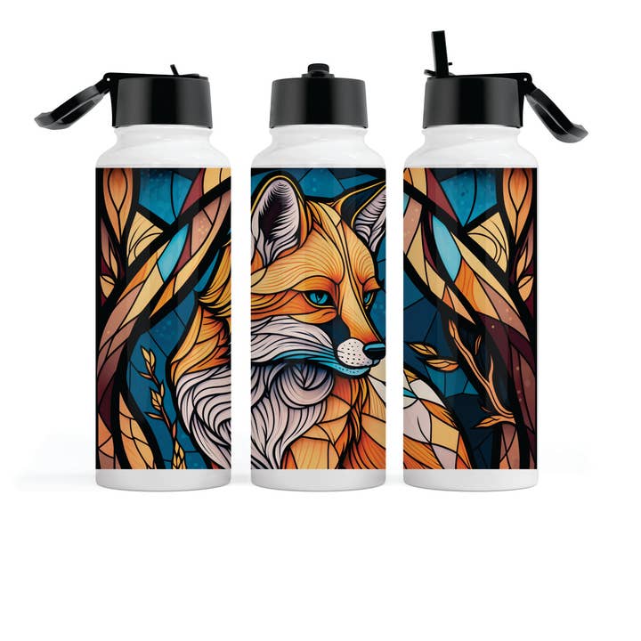 Bouteille d'eau 18 oz - Mosaic Fox pour la vente par Dusty & Delilah Designs