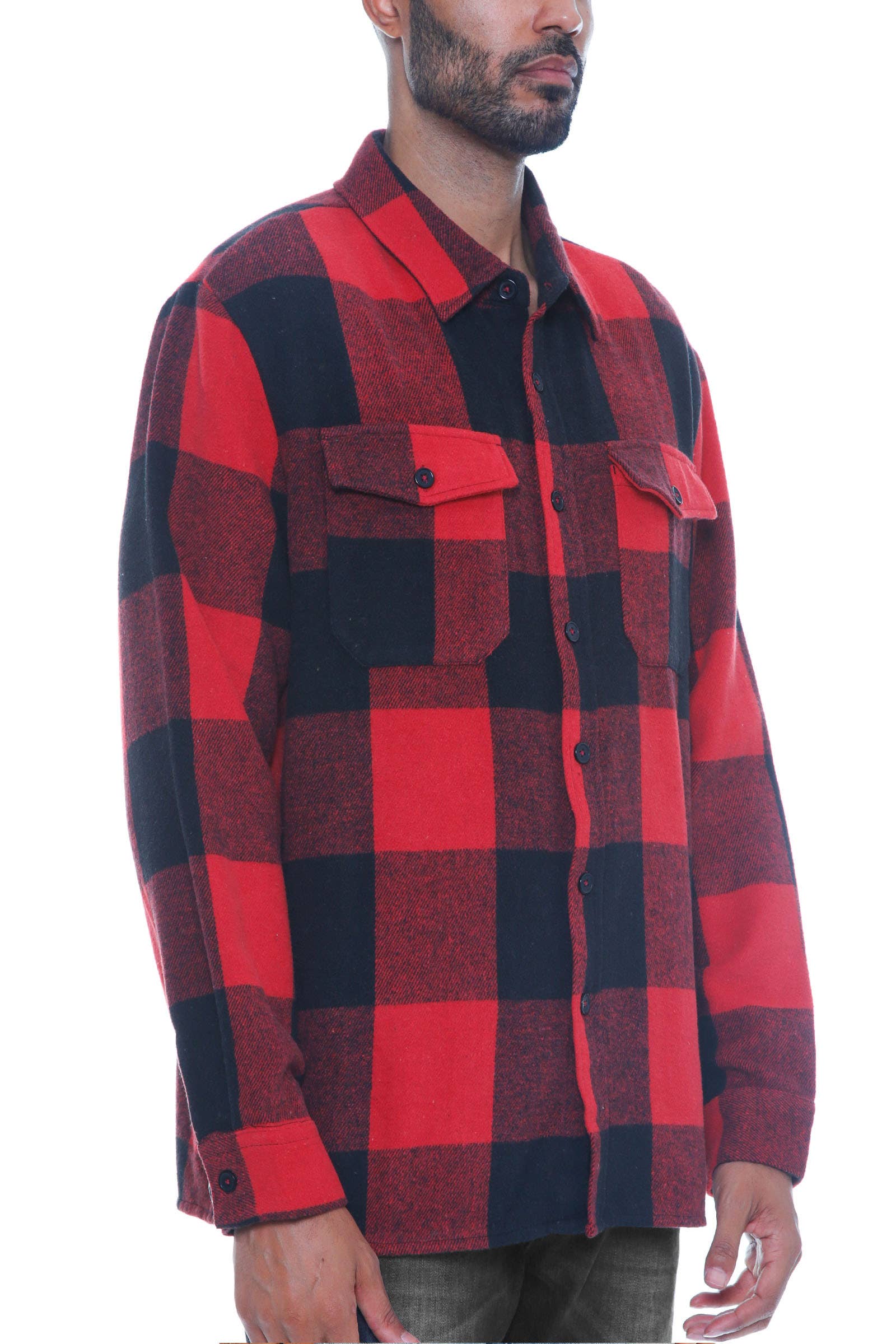 WEIV - Vente Veste-chemise – homme - Manteau en flanelle souple à carreaux pour hommes1