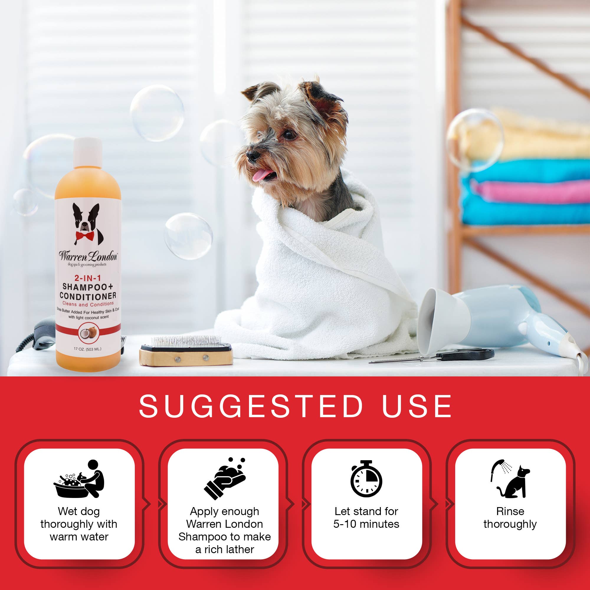 Warren London Dog Products - Wholesale Pet Shampoo - Dog - Shampoo: 2in1 plus Conditioner - 2 Sizes3