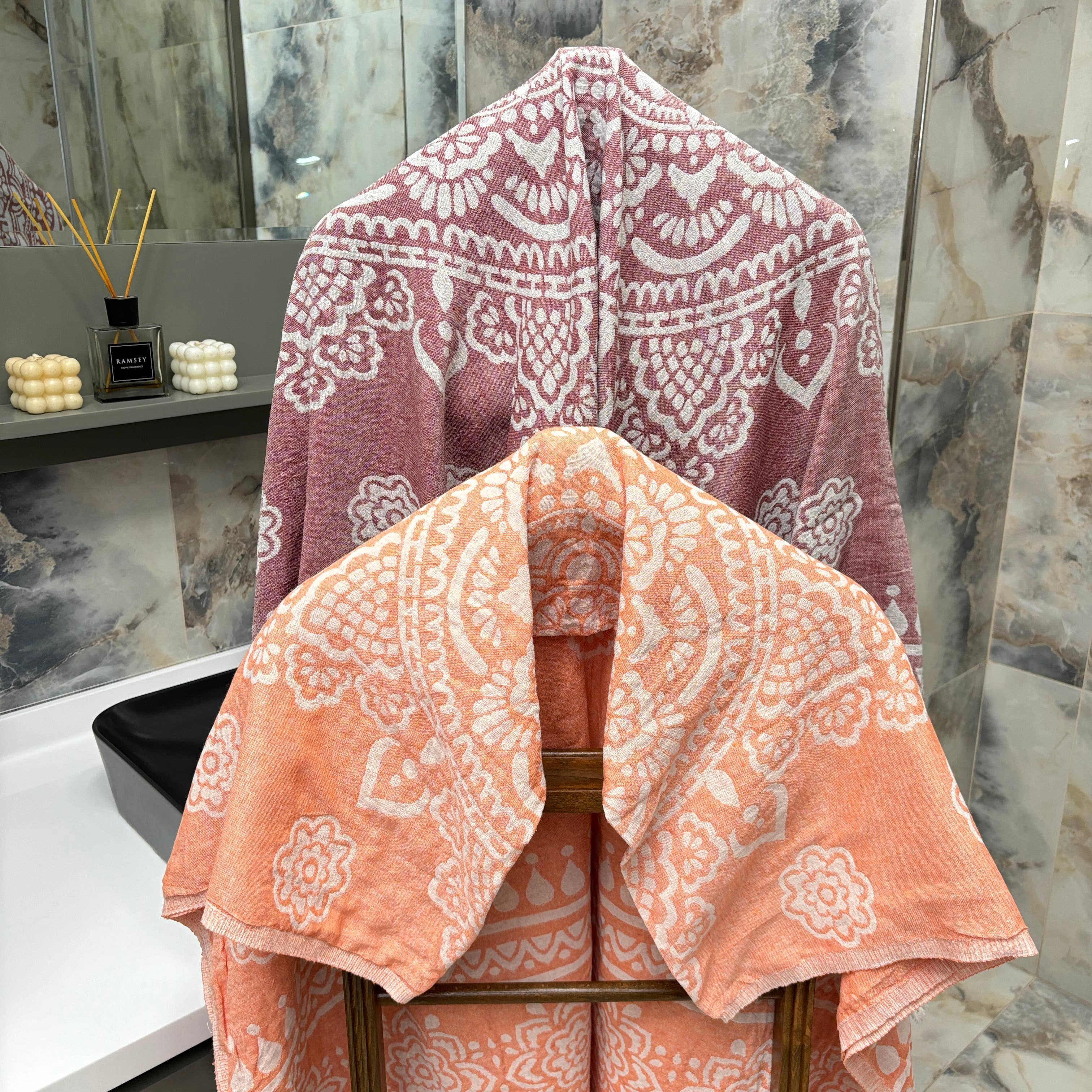 The Loom Wholesale - Wholesale Beach Towel - Floral Motif Turkish Cotton Hammam Towels19