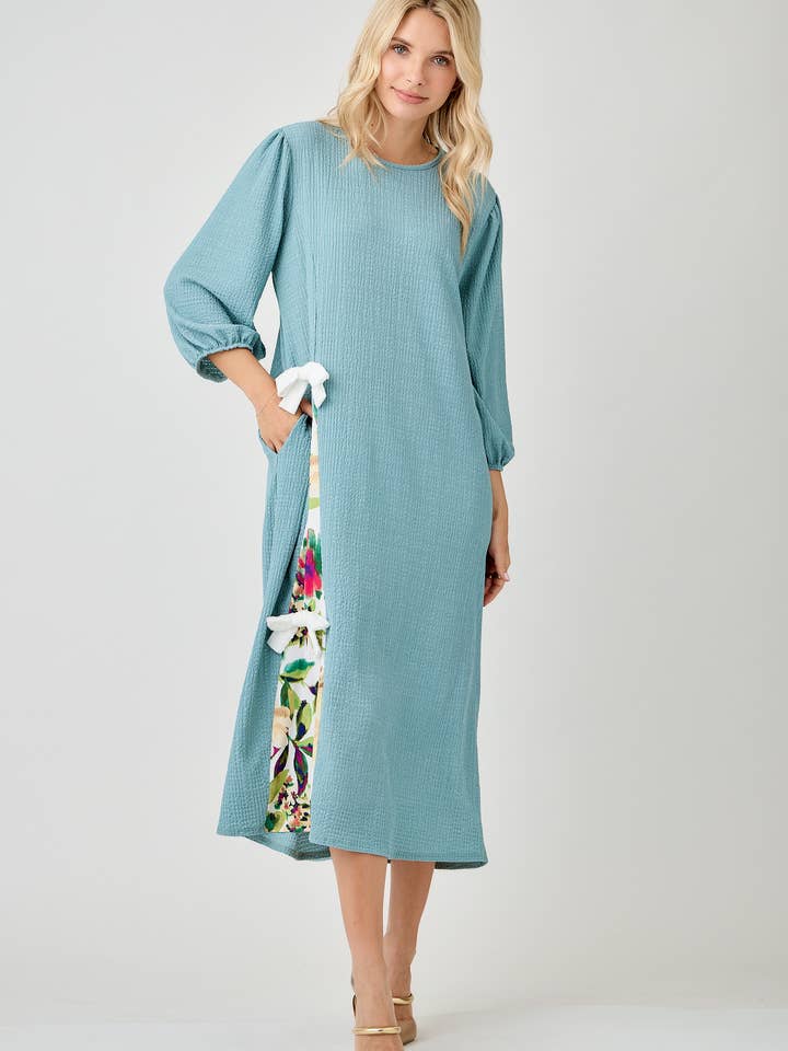 Celeste Clothing - Wholesale Dress - Women's - WOMEN'S MODEST SIDE BOW DRESS WITH PUFF SLEEVES AND POCKETS7