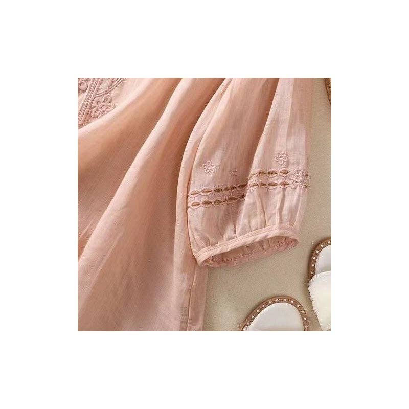 FurDecoration – wholesale Blouse – Women’s – Flowy Embroidered Linen Blouse - Perfect for a Sleek Silhouette7