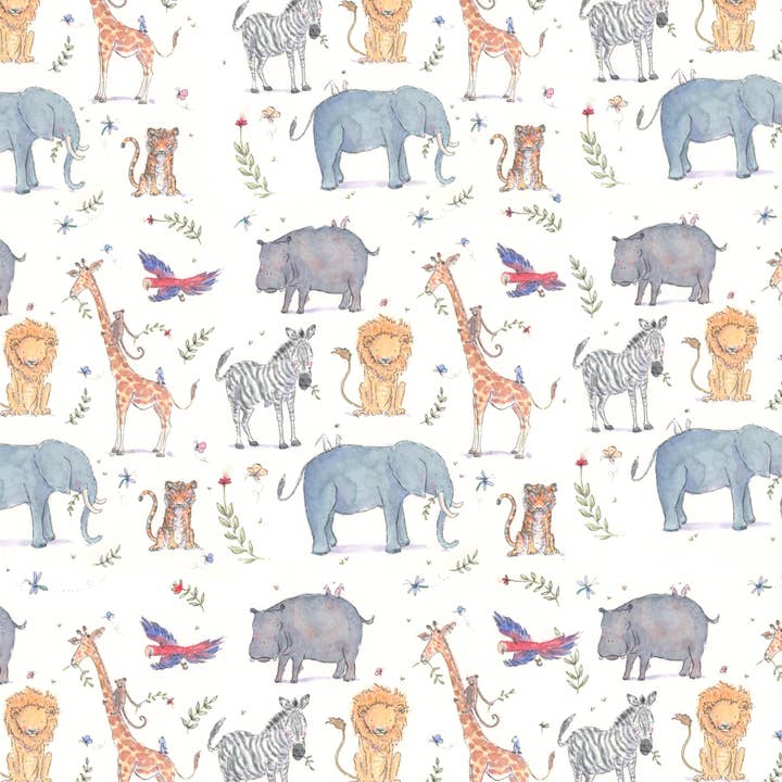 Jungle Animals Wrapping paper for wholesale by Helen Wiseman Illustration