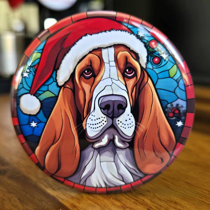 Basset Hound Dog Christmas Magnet for wholesale by All Things Cherrie