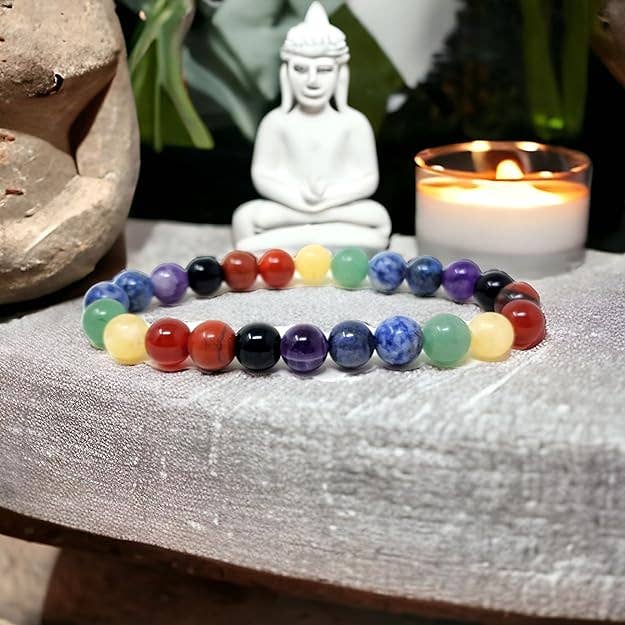 Bracelet Chakra à 7 cristaux, combinaison unisexe, pour la guérison pour la vente par Nanda Gems