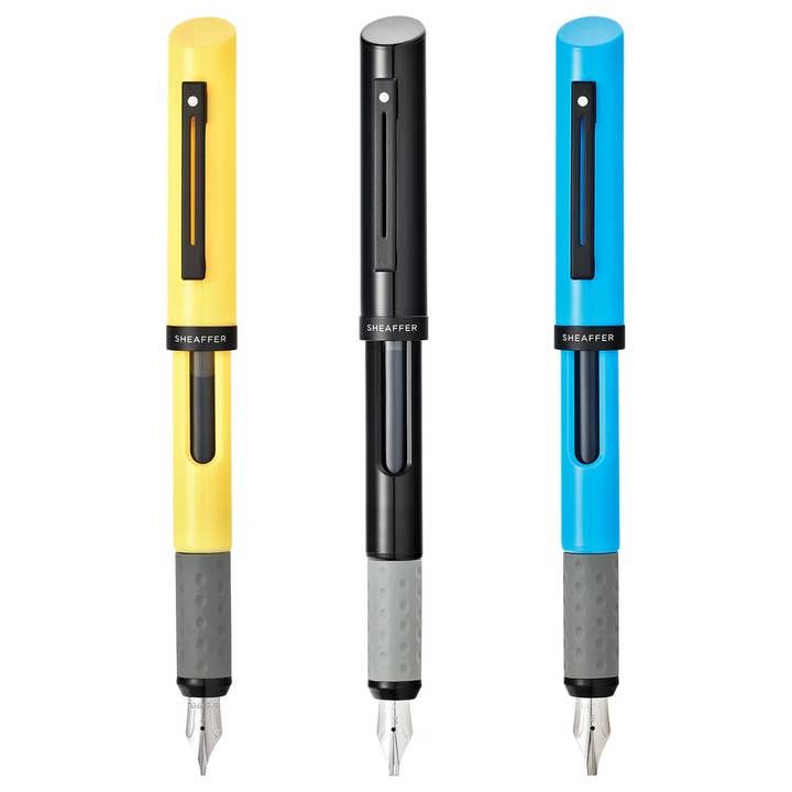 Sheaffer Pens - Wholesale Pen - Sheaffer® Calligraphy Glossy Black, Blue and Yellow Fountain pens Maxikit in Hangsell - F, M, B nibs