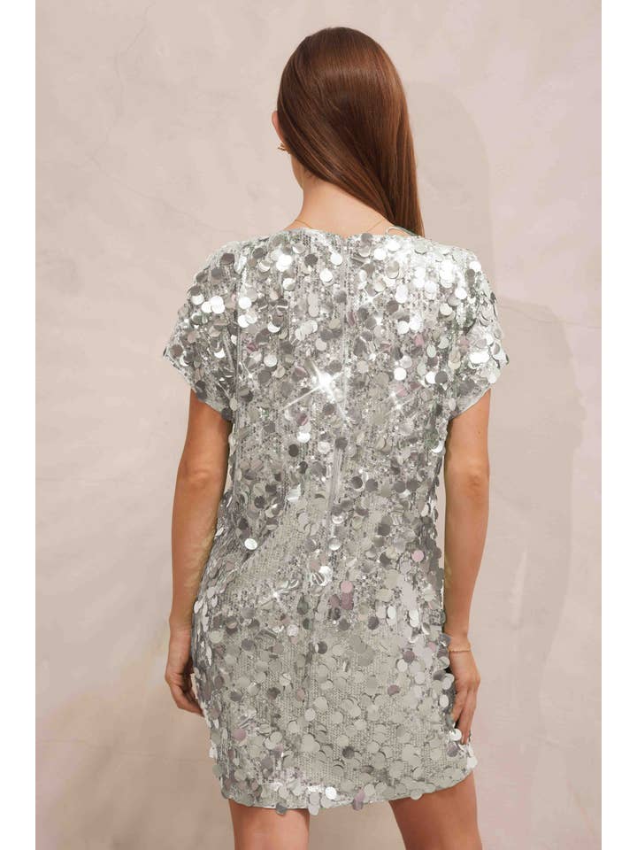 Endless Blu - Wholesale Dress – Women's - SD3850 Sequins Crew Neck Short sleeve Dress9