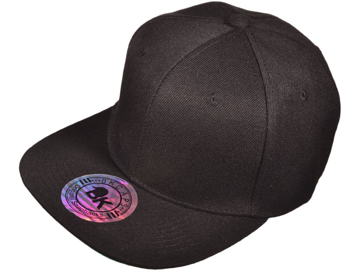 Buck Wholesale - Wholesale Flat Brim Cap - Unisex - Blank Snapback Hats - BK Caps Flat Bill Plain Vintage34