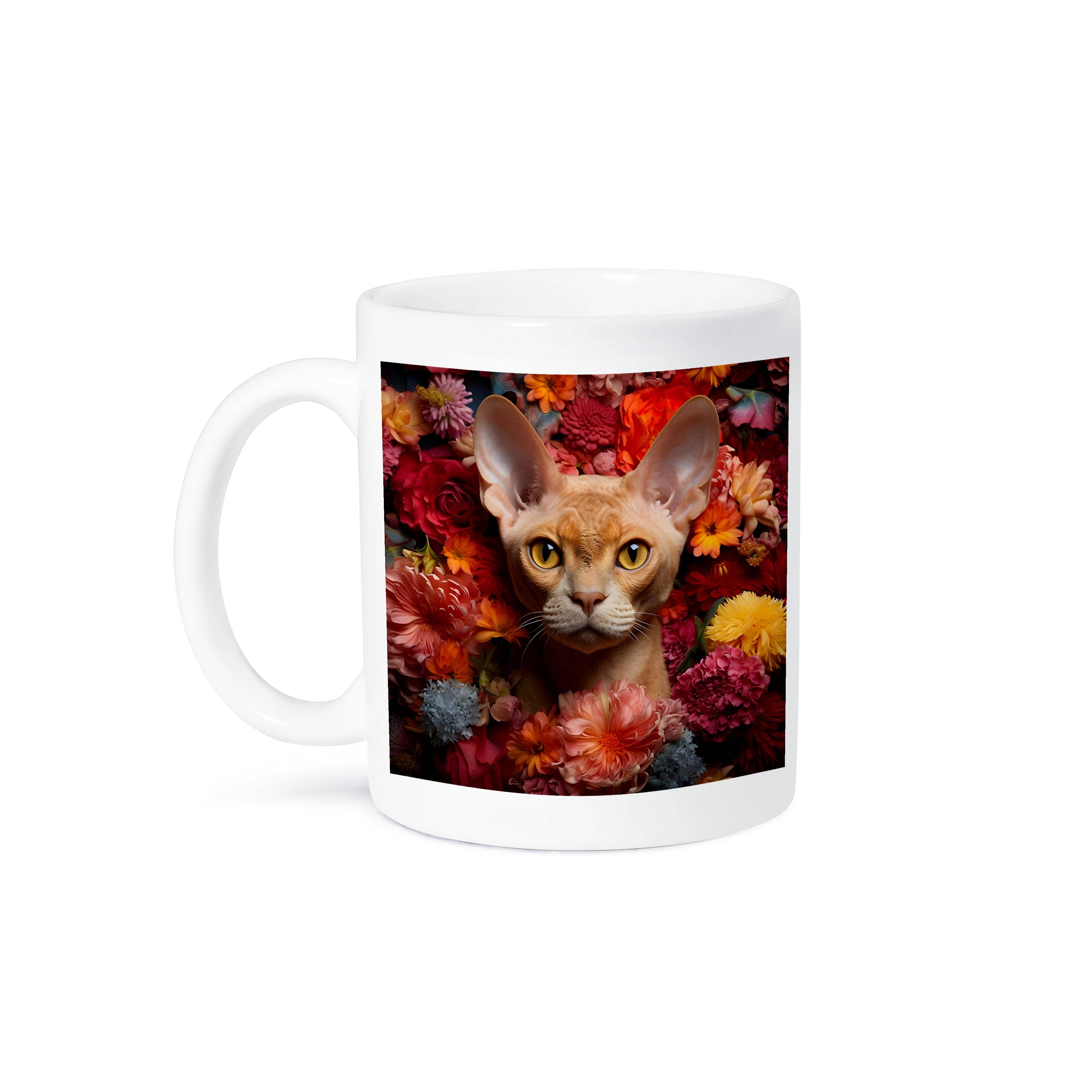 3dRose – wholesale Coffee mug – 3dRose, Devon Rex cat with floral background, Mug8