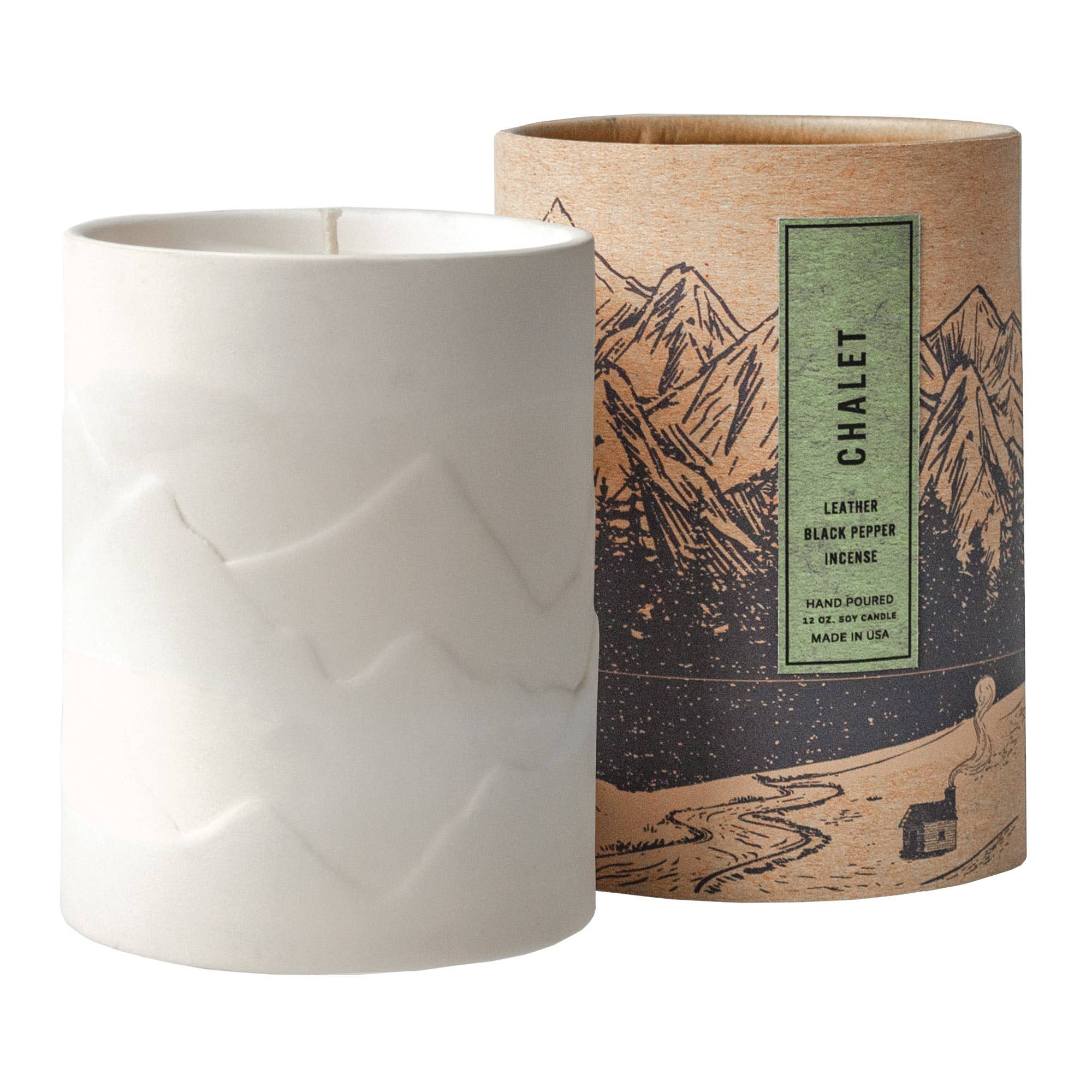GP Candle Co. - Wholesale Pot/gevulde kaars - Chalet 12 oz. Balsem en Veer Bergkaars0