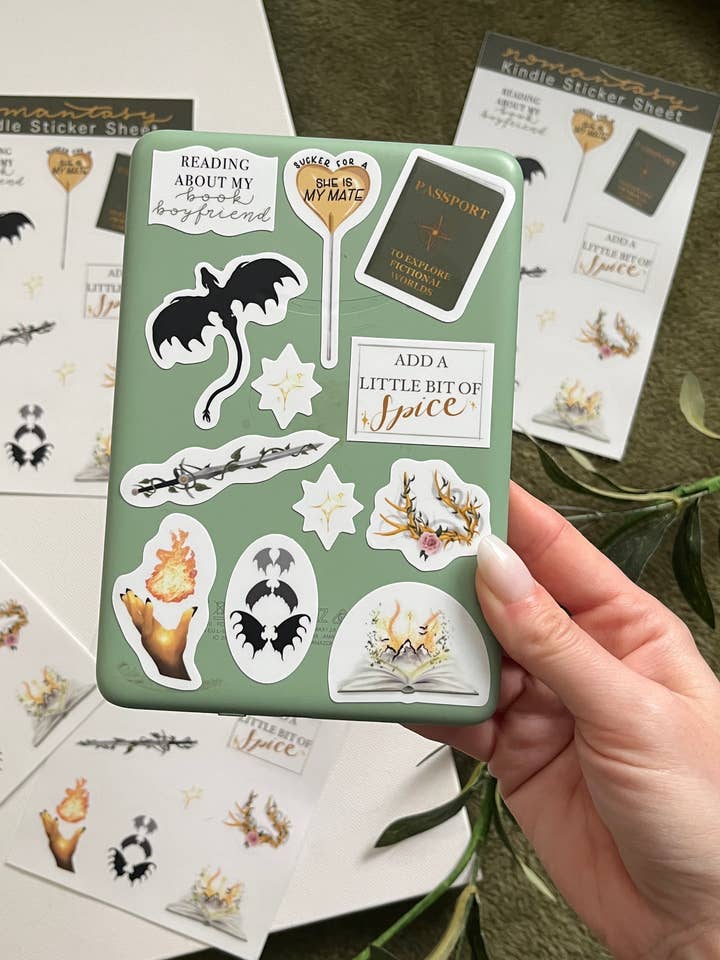 Romantasy Kindle Sticker Sheet for wholesale by Jessi's Messes