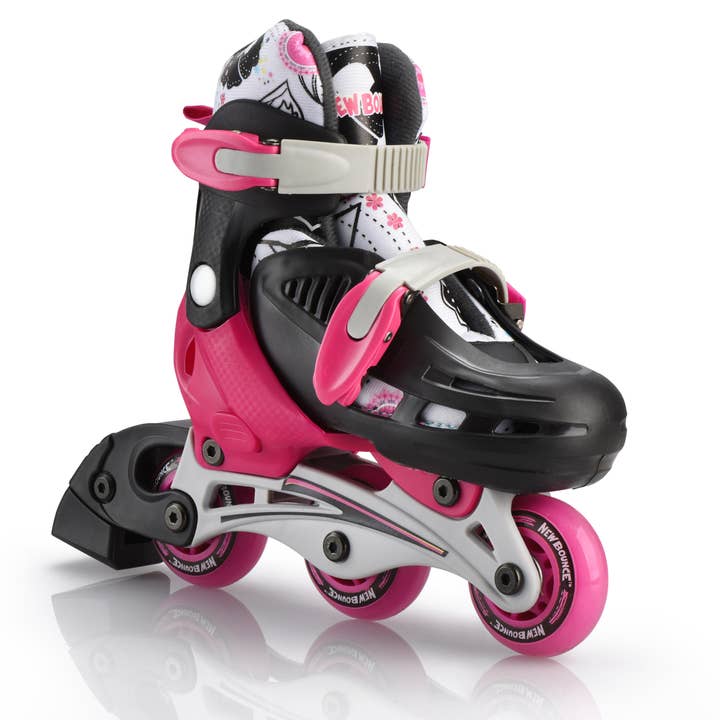 New Bounce - Wholesale Sporting Accessories - Adjustable Inline Roller/Tri Skates - Size J8-J11 - Pink
