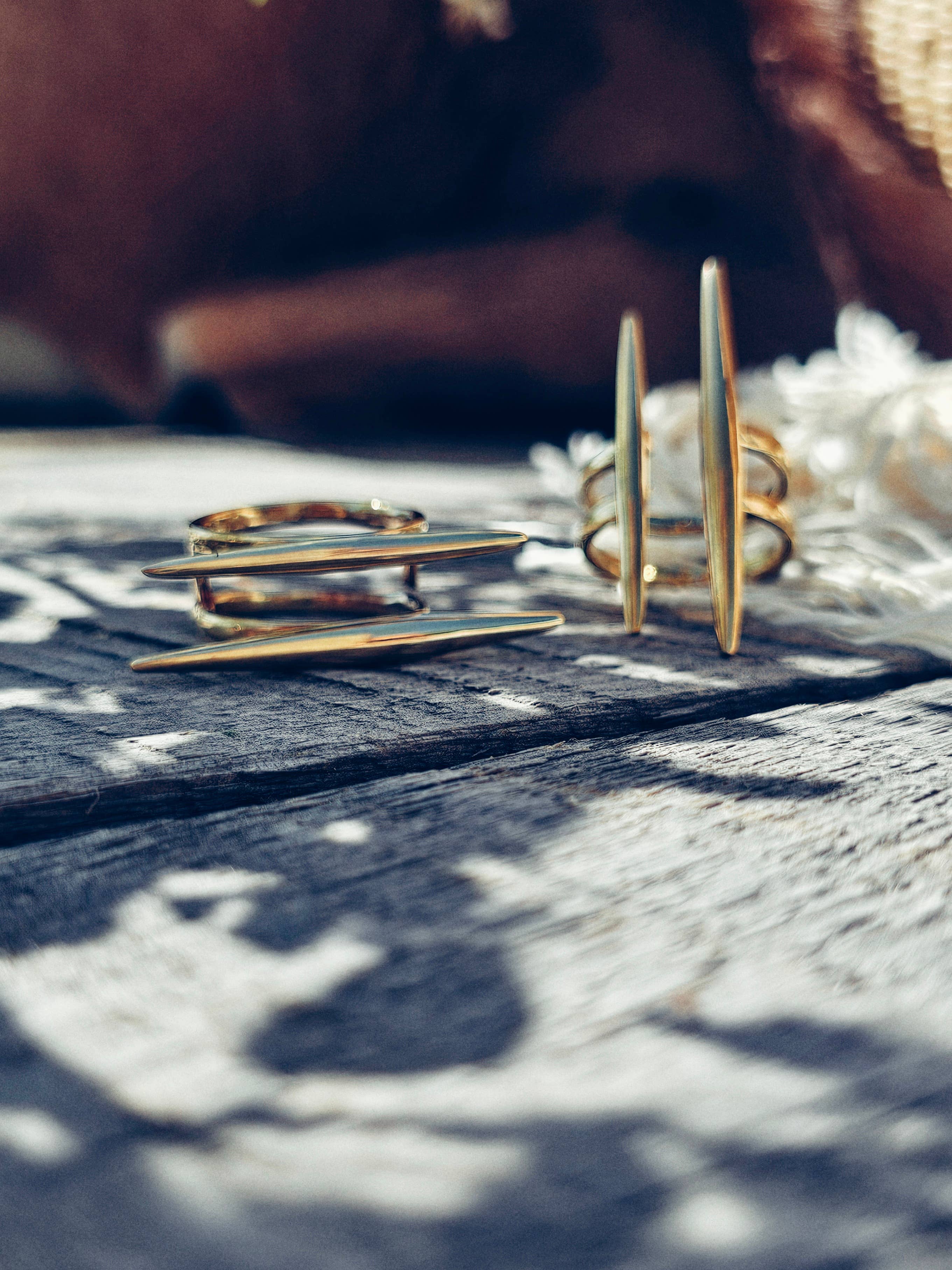 Bisjoux – wholesale Band/stacked ring – Solid brass double spike needle adjustable ring handcrafted 5