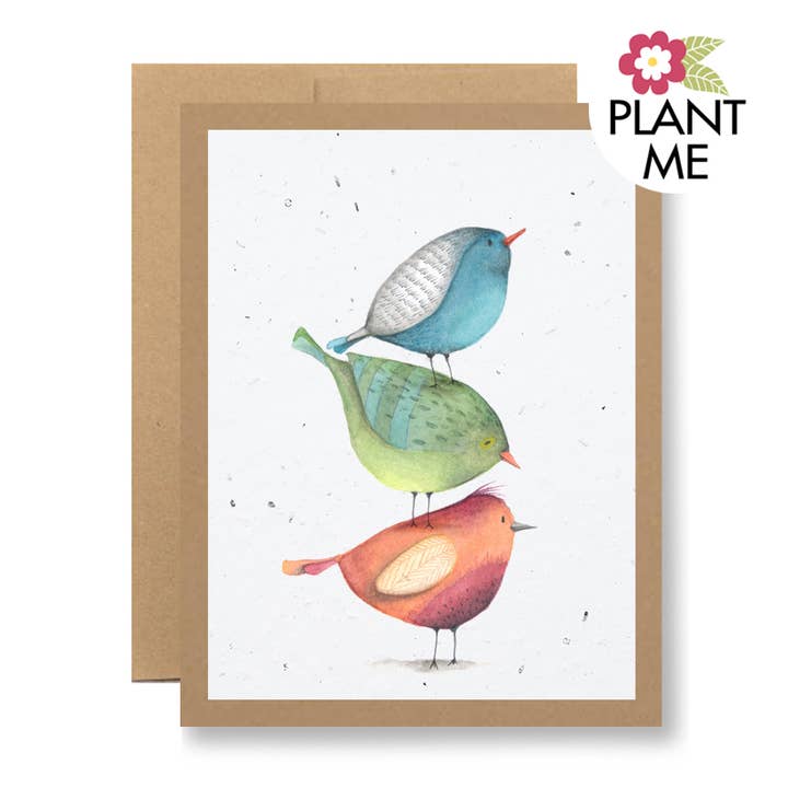 Plantable Seed Paper Greeting Card - {watercolor birds} for wholesale by Seedy Cards