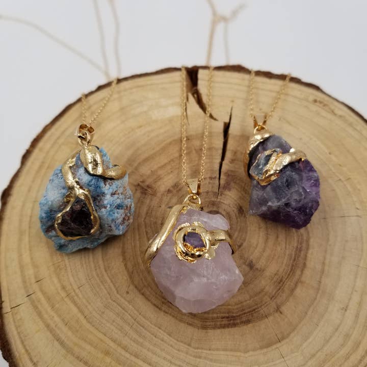 Natural Crystal Gilded Gold Pendant Necklace and other Purchase Wholesale gilded. Free Returns & Net 60 Terms on Faire trending on Faire.