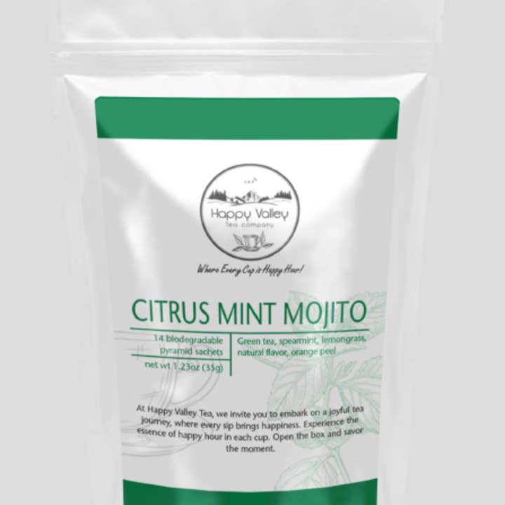 Mélange de thé vert Mojito aux agrumes et à la menthe de Happy Valley Tea Company pour la vente par Happy Valley Tea