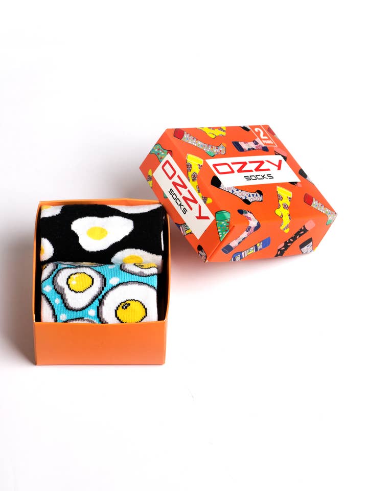 Grappige Sokken 2 Paar Ontwerpen in een Cadeaubox - Eieren voor wholesale door Ozzy Socks