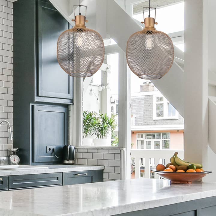 River of Goods - Wholesale Chandelier/Hanging Light - 13.5"H Kellem Handcrafted Brass Mesh Pendant Lamp5