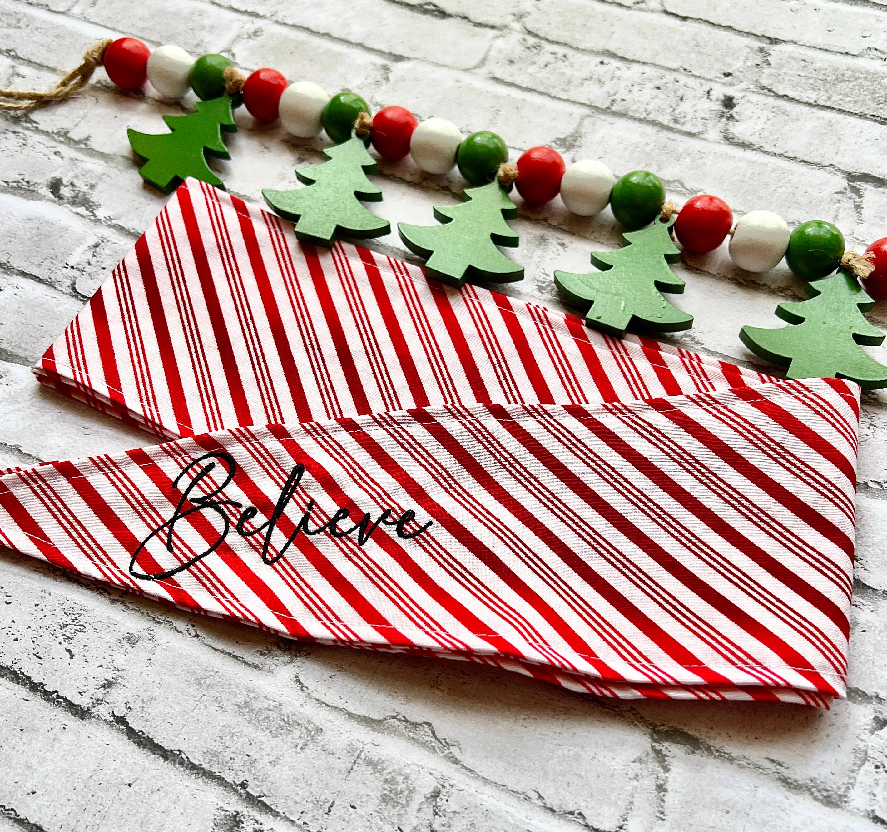 The Funky Soul - Wholesale Scarf - Women's - Believe Red & White Striped Christmas Ascot Scarf6