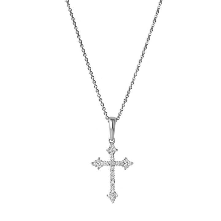 Lumina Cross Diamond Pendant in 14K White Gold - 0.11 ct for wholesale by LuvMyJewelry (LMJ)