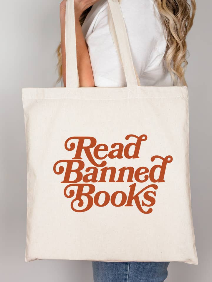 Read Banned Books Tote Bag for wholesale by Hilarious Humanitarian