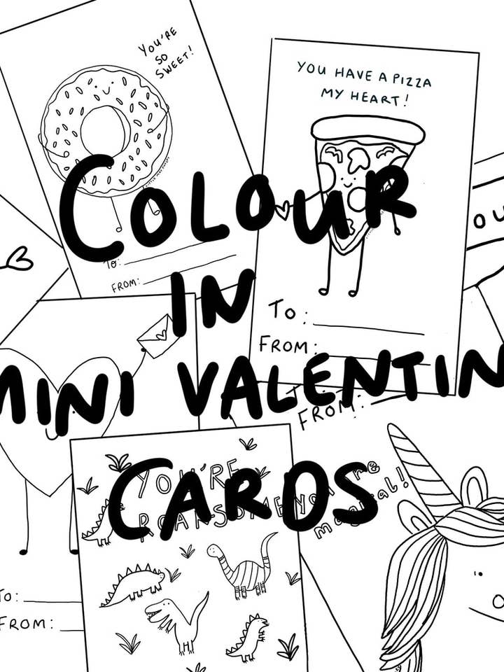 Mini Valentine Flat Cards (Colour in) for wholesale by Little May Papery
