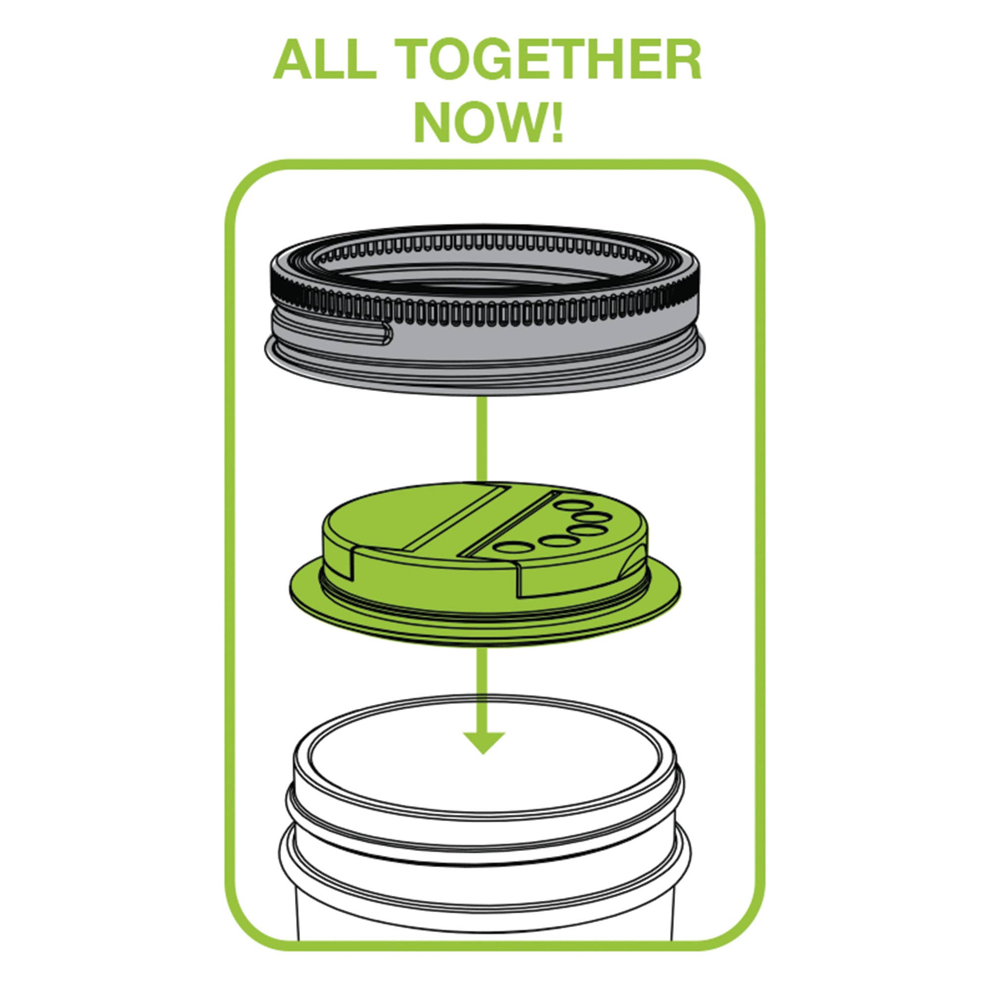Fox Run Brands - Wholesale Jar - Jarware Spice Lid for Regular Mouth Mason Jar, Green6