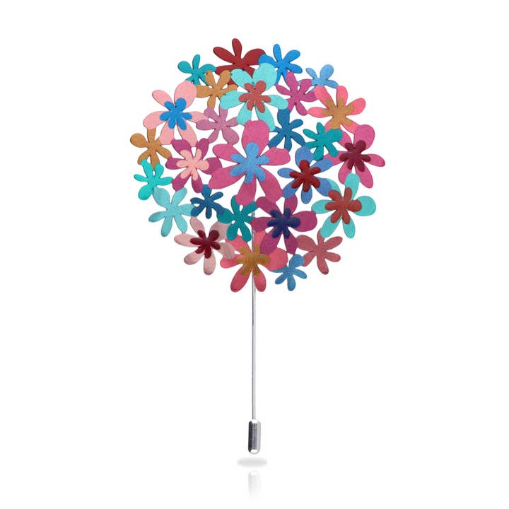 Turquoise Bouquet Silver Plated Brooch for wholesale by RAS