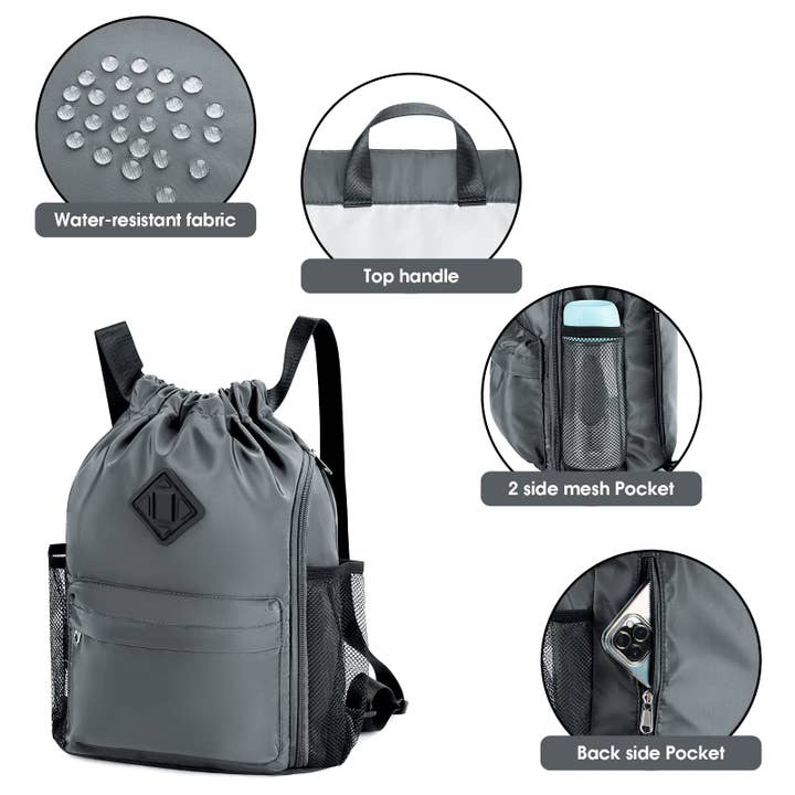 wandf - Wholesale Backpack - Women's - WANDF Gym Sports Drawstring Backpack with Shoes Compartment42