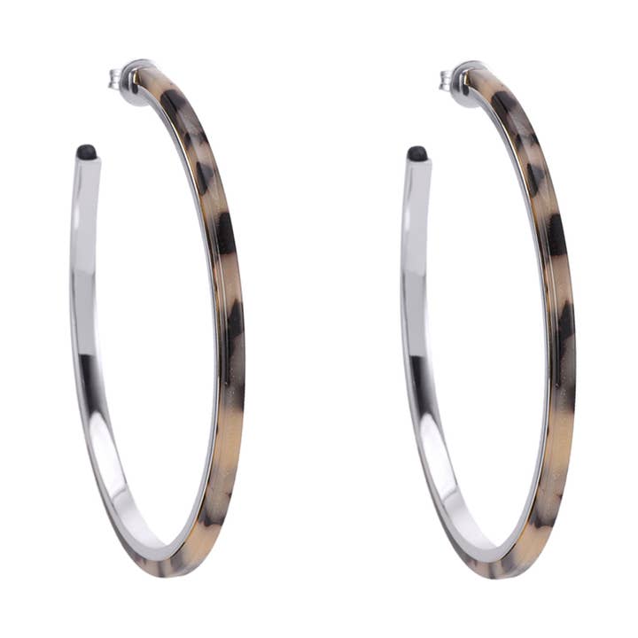 Orecchini in argento rodiato e acetato grigio @88 per la vendita all'ingrosso da parte di ORUS BIJOUX