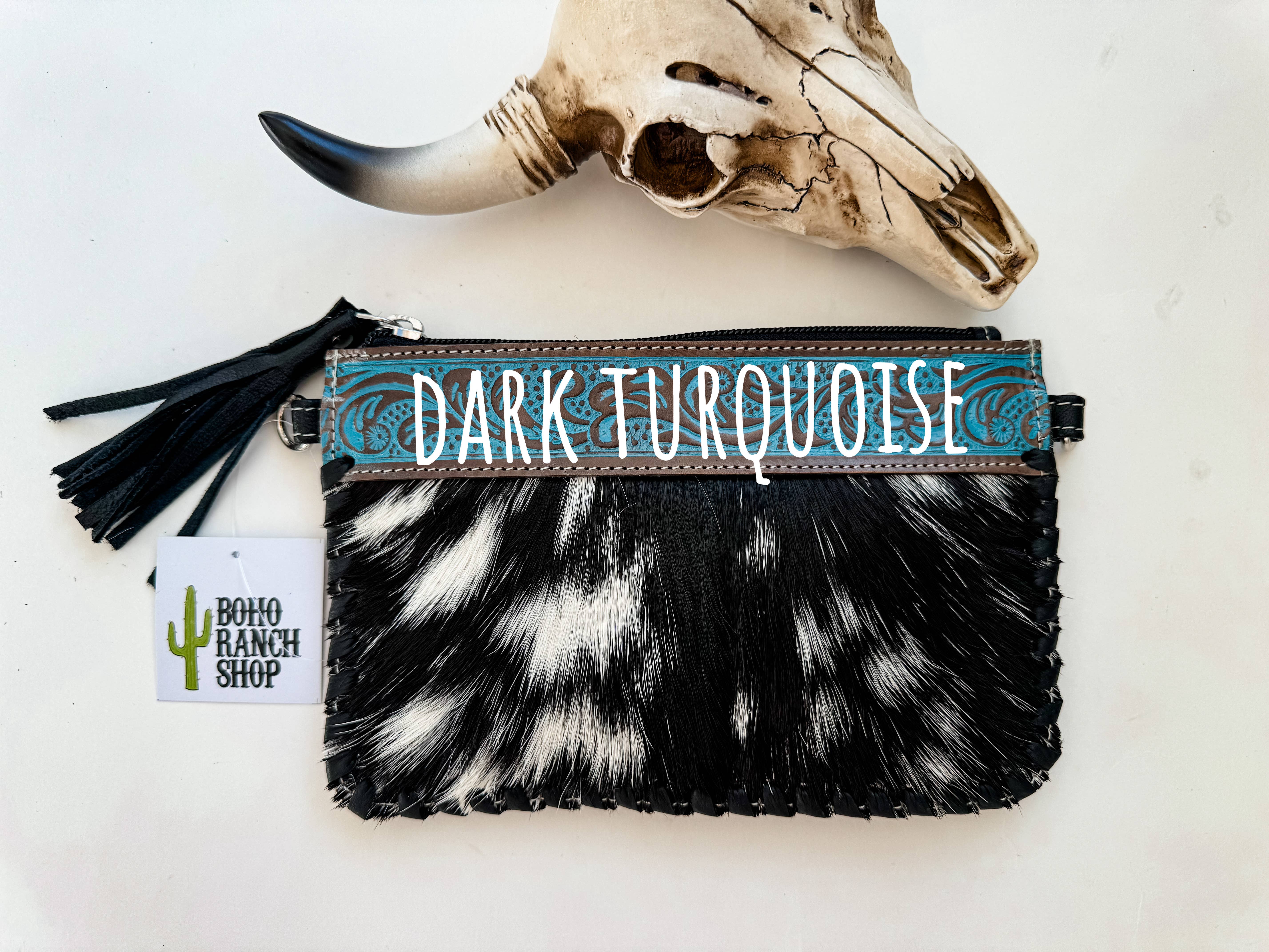 Boho Ranch Shop - Venta al por mayor Bandolera - Mujer - Bandolera Western Mini Mobile de piel de vacuno labrada4