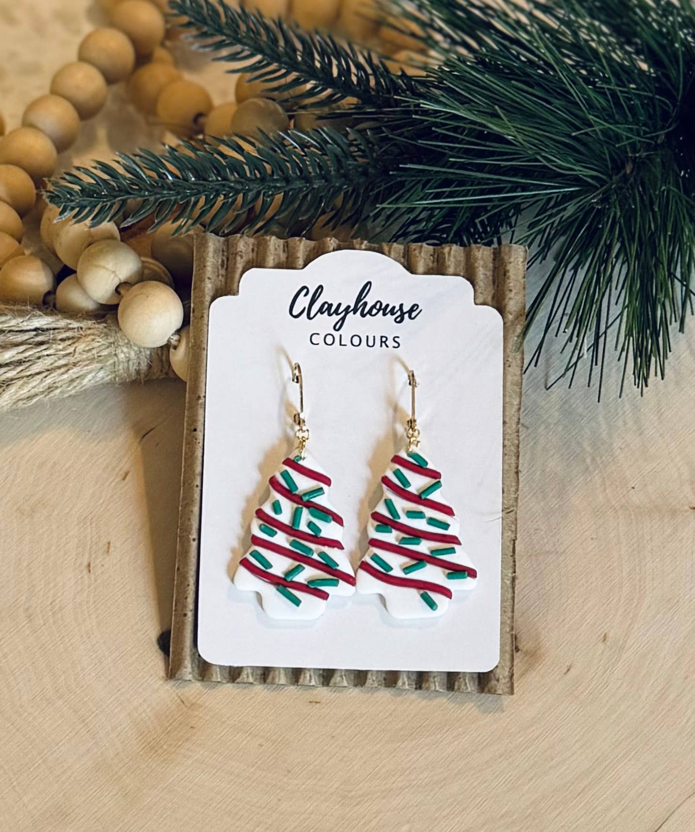 Clayhouse Colours - Wholesale Dangle Earrings - Christmas Tree Cakes Earrings  0