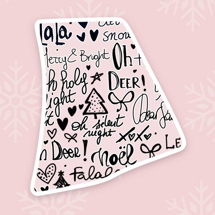 Rhode Island Pink Christmas State Sticker for wholesale by The State Stickers