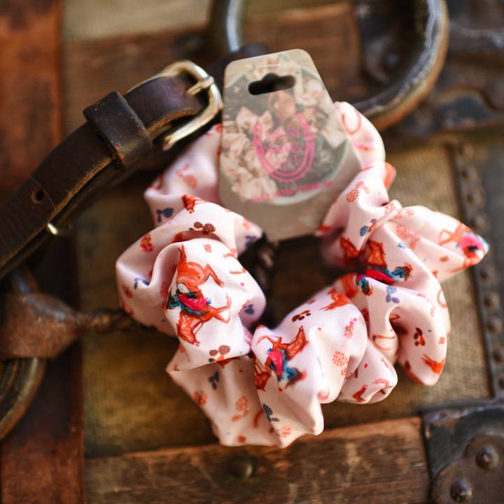 Tirzah Lane Art - Wholesale Scrunchie - Women's - Brunette Cowgirl and Horse Scrunchie Cowgirl Hair Accessory2
