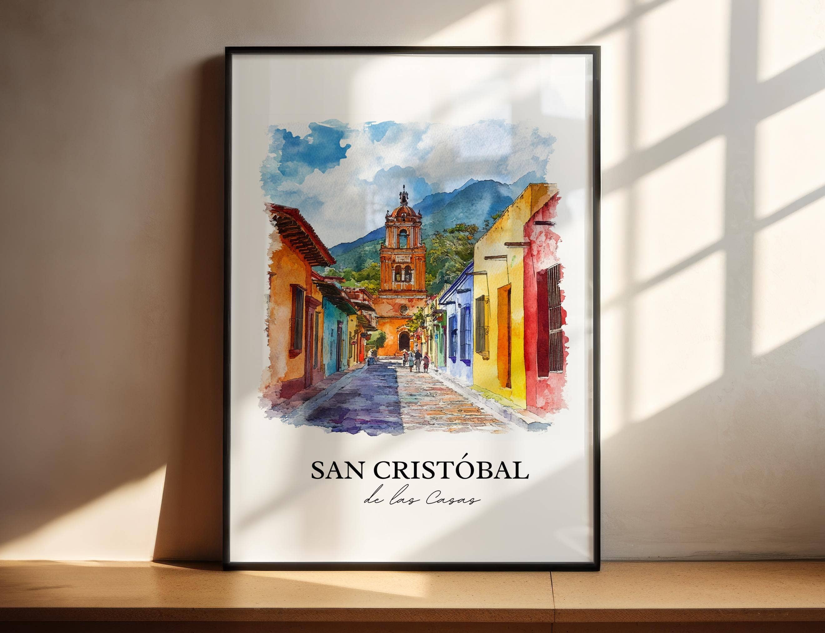 Premium Travel Art - Wholesale Art Print - San Cristobal de Las Casas Wall Art, Chiapas Print, Mexico Watercolor Art, Chiapas MX Gift, Travel Print, Travel Poster, Housewarming Gift