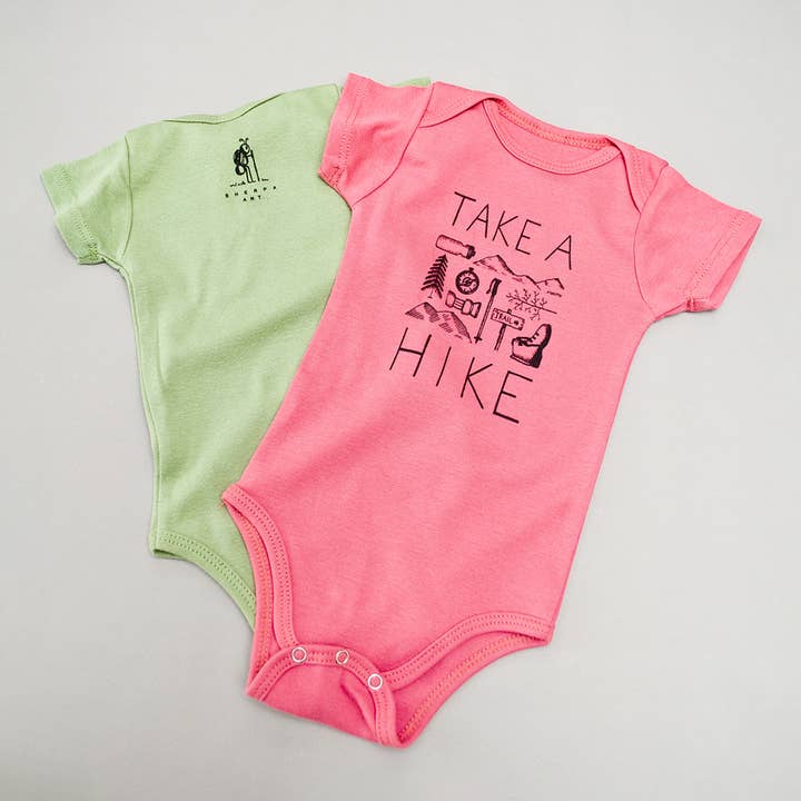 Take a Hike Organic Cotton Baby Bodysuit for wholesale by Sherpa Ant