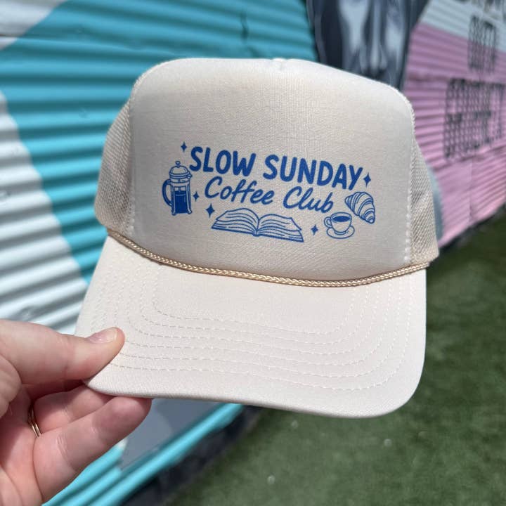 Slow Sunday Coffee Club Trucker Cap (Multiple Color Options) for wholesale by Turquoise & Tequila