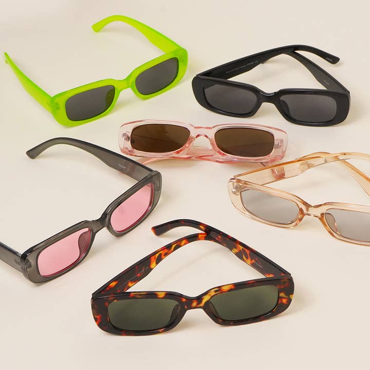 Occhiali da sole assortiti moda rettangolare in acetato per la vendita all'ingrosso da parte di Fashion City