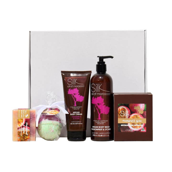Silk oil of Morocco - Wholesale Bath & body set - Passionfruit & Lychee Spa Retreat Gift Hamper1