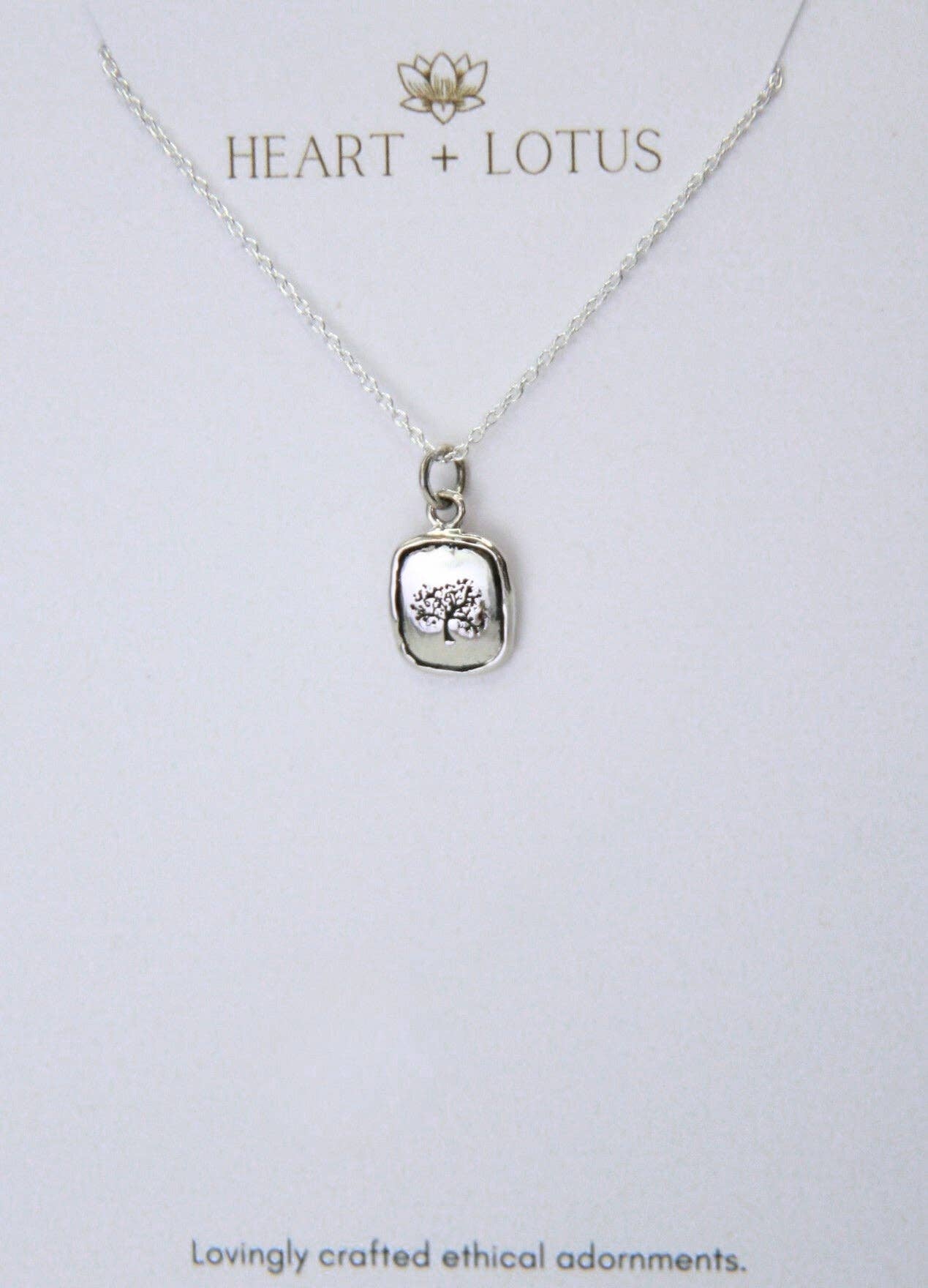 Heart and Lotus Sterling Silver Jewelry - Wholesale Pendant/Charm Necklace - Tree of Life Necklace in Sterling Silver - Strength2