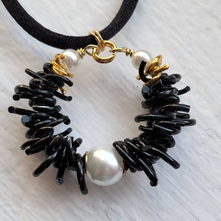 Gold & Pearl Sea Urchin Pendant Necklace/Coastal Jewelry for wholesale by Teahan K Jewelry