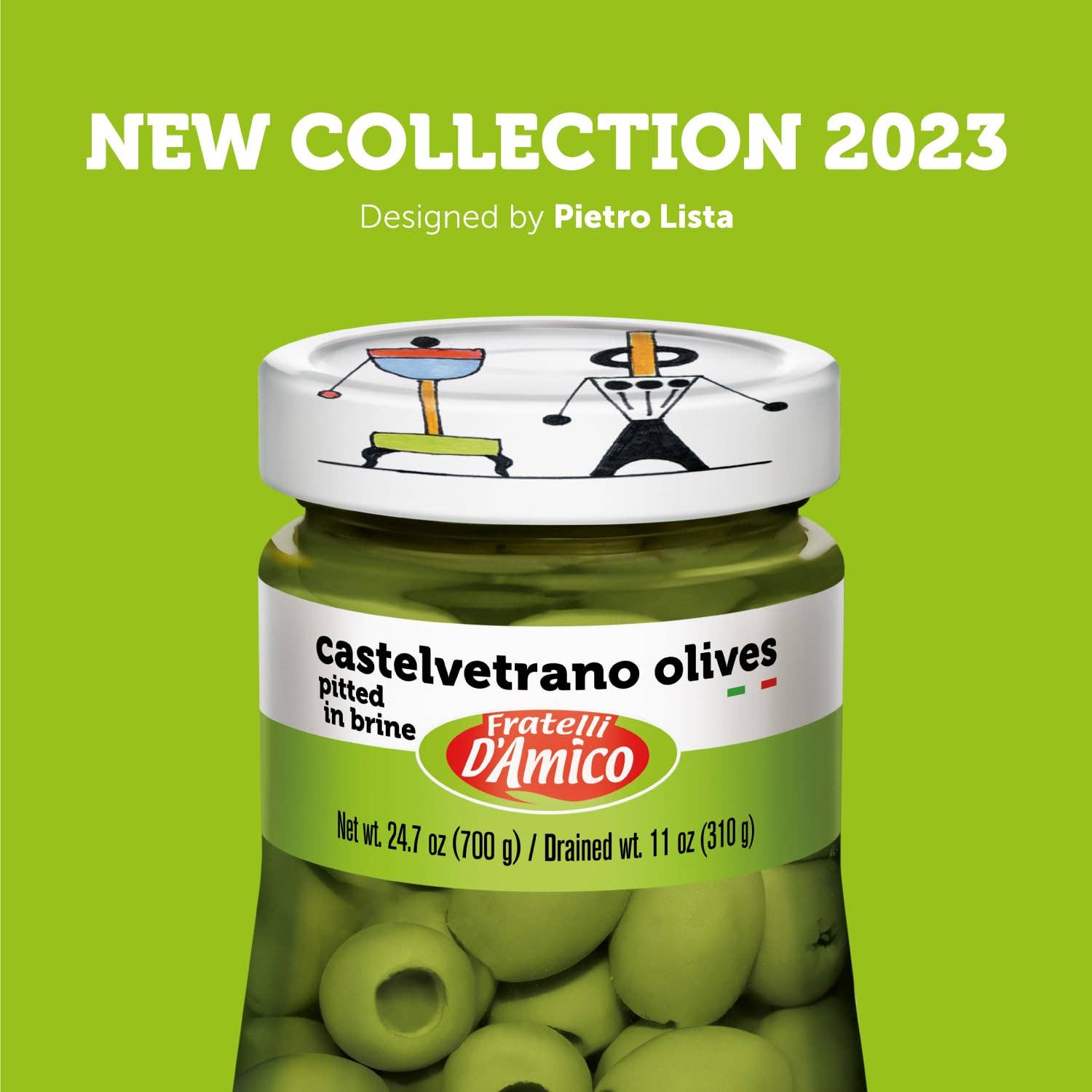 Wholesale Italian Food - Wholesale Olives - Fratelli D'Amico, Castelvetrano olive (Pitted), Family-Size . 24oz, (700 g)3