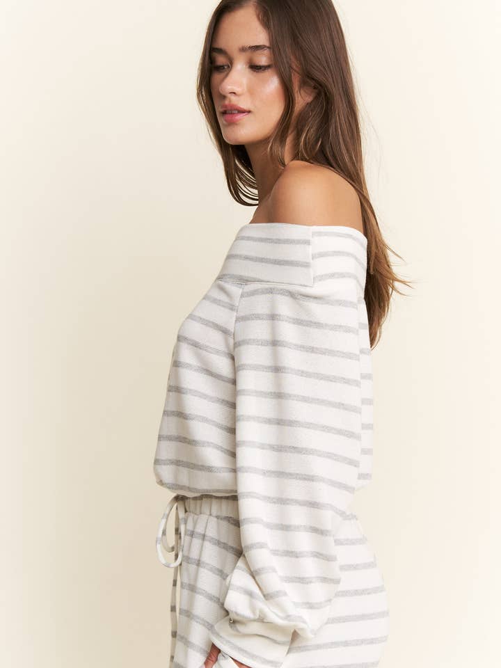 JADE BY JANE PLUS - Wholesale Jumpsuit - Women's - (PLUS SIZE) OFF-SHOULDER STRIPED TERRY JUMPSUIT17